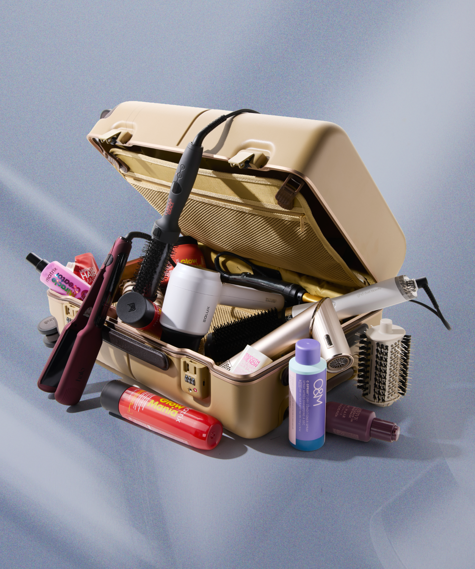 Pro Tool Case packed with styling tools and products